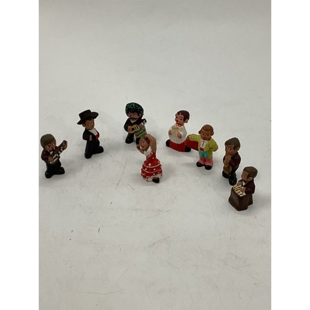Vintage miniature Spanish flamenco Village figurine set eight pieces